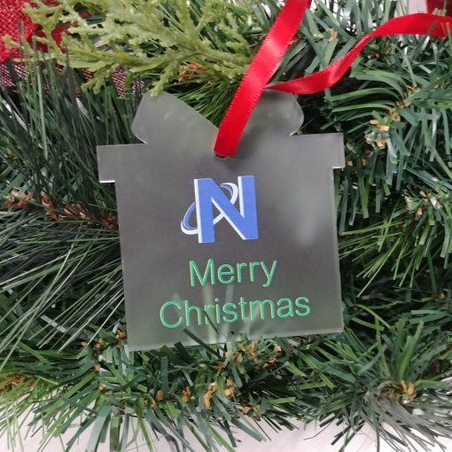 Present-Shaped Custom Acrylic Holiday Ornament - Image 2