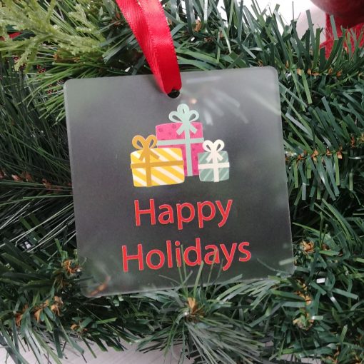 Square Shaped Custom Acrylic Holiday Ornament