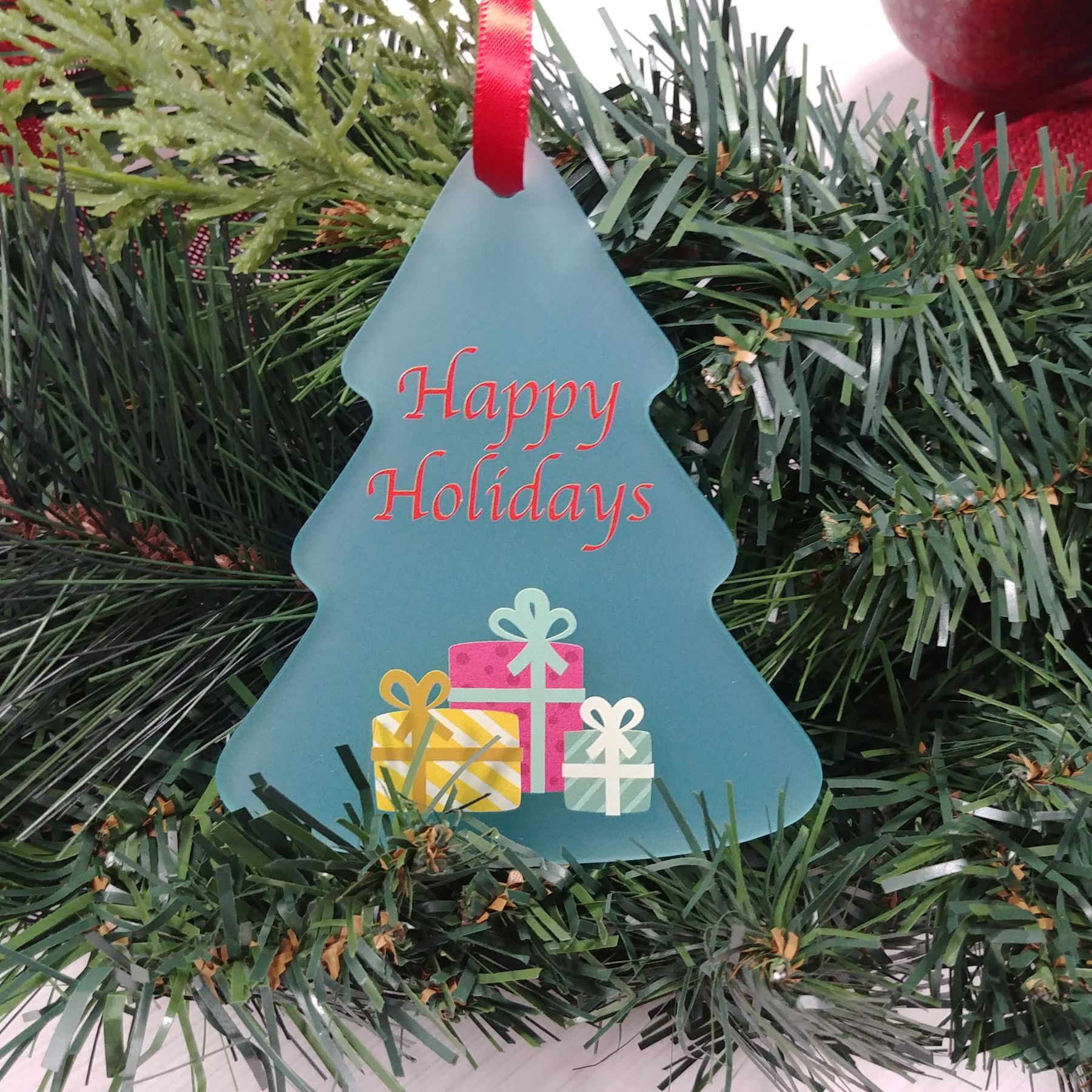 Tree Shaped Custom Acrylic Holiday Ornament - NapNameplates