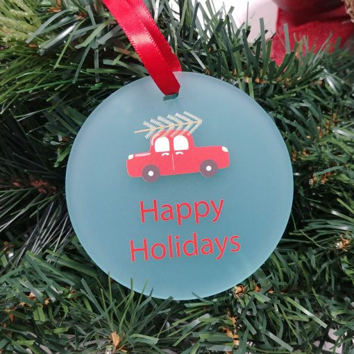 Circle Shaped Custom Acrylic Holiday Ornament