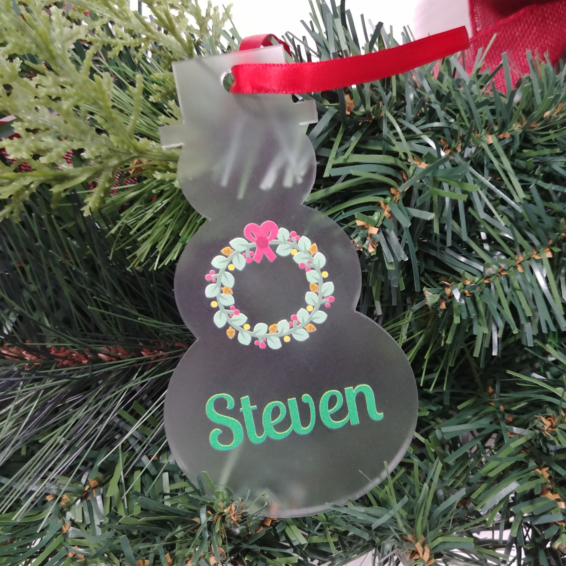 Tree Shaped Custom Acrylic Holiday Ornament - NapNameplates