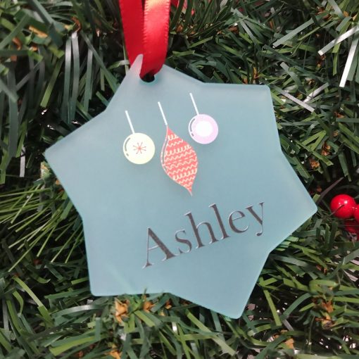 Star Burst Shaped Custom Acrylic Holiday Ornament - Image 2