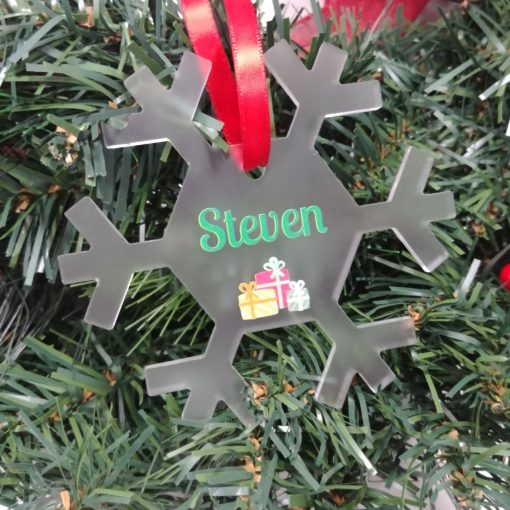 Snowflake Shaped Custom Acrylic Holiday Ornament - Image 3