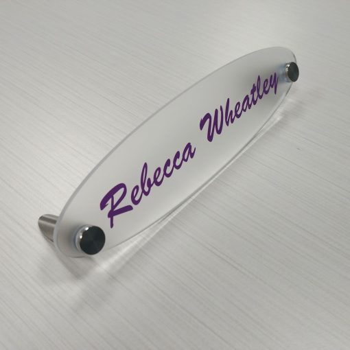 8" x 2" Acrylic Desktop Name Plates - Oval