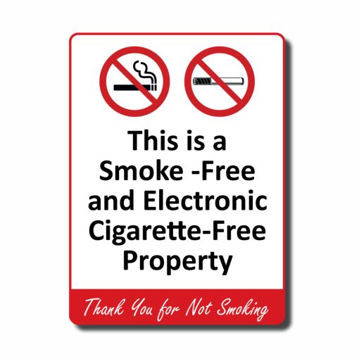 8.25" x 11" Smoke Free Property Vinyl Sign, UV Lamination