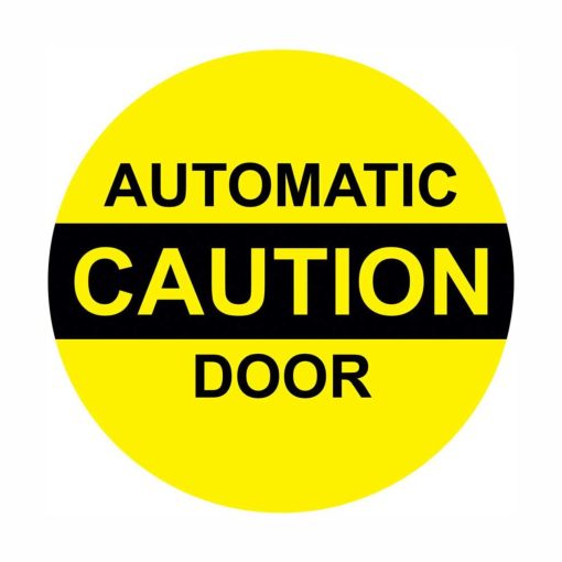 5" Double-Sided Caution Automatic Door Vinyl Decal, 4 Pack