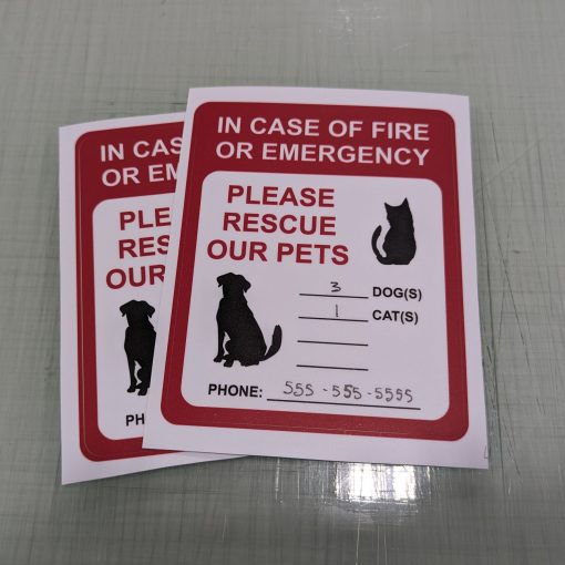 4" x 5" In Case of Emergency Please Rescue Pets Vinyl Sign - Pack of 2 - Image 2