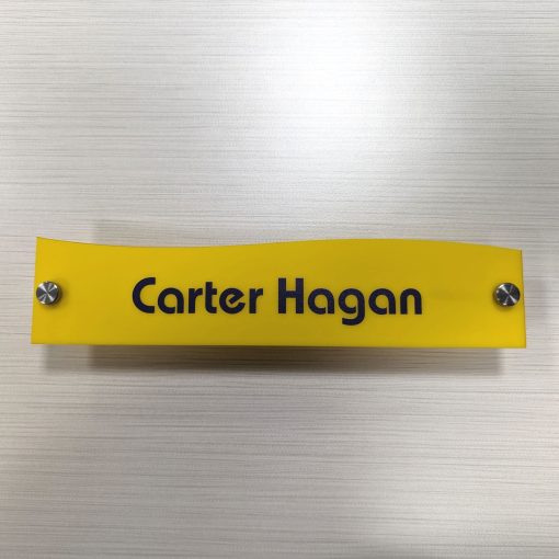 10" x 2.25" Acrylic Wall Mount Name Plates - Top Wave Shape