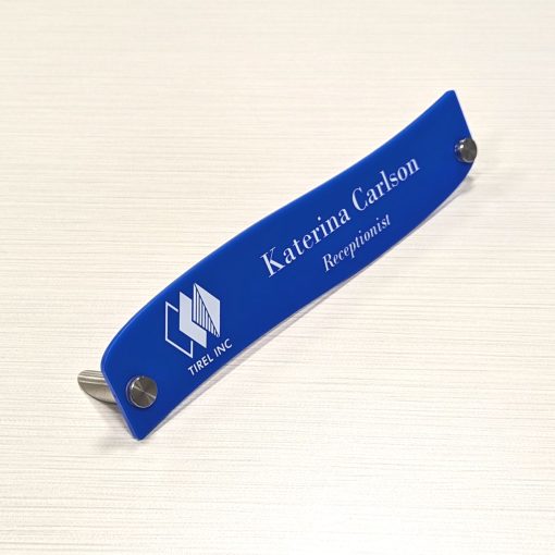 10" x 2" Acrylic Desktop Name Plates - Wave Shape