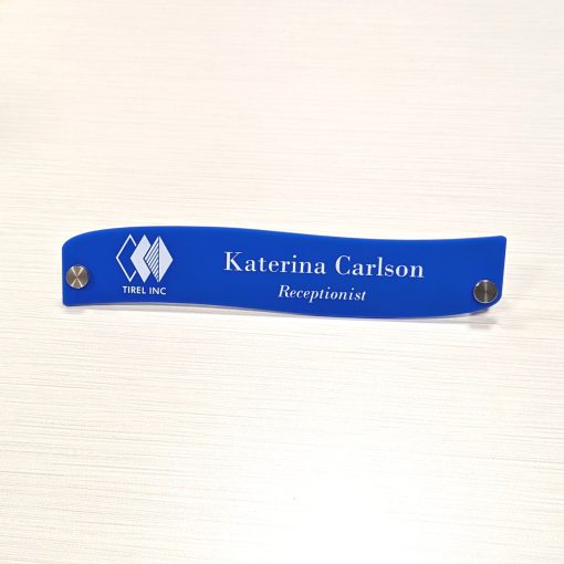 10" x 2" Acrylic Desktop Name Plates - Wave Shape - Image 8