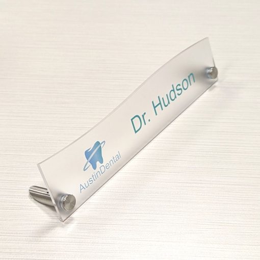 10" x 2.25" Acrylic Desktop Name Plates - Top Wave Shape - Image 8