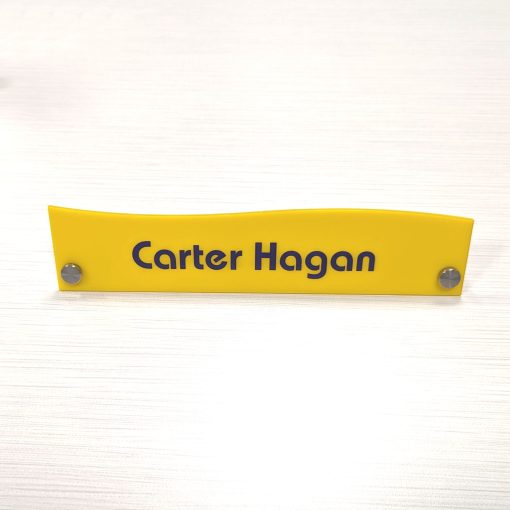 10" x 2.25" Acrylic Desktop Name Plates - Top Wave Shape - Image 6