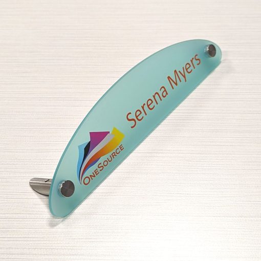 10" x 2" Acrylic Desktop Name Plates - Half Oval Shape