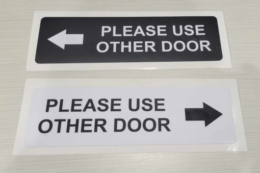 10" x 3" Please Use Other Door Vinyl Decal, 2 Pack - Image 4