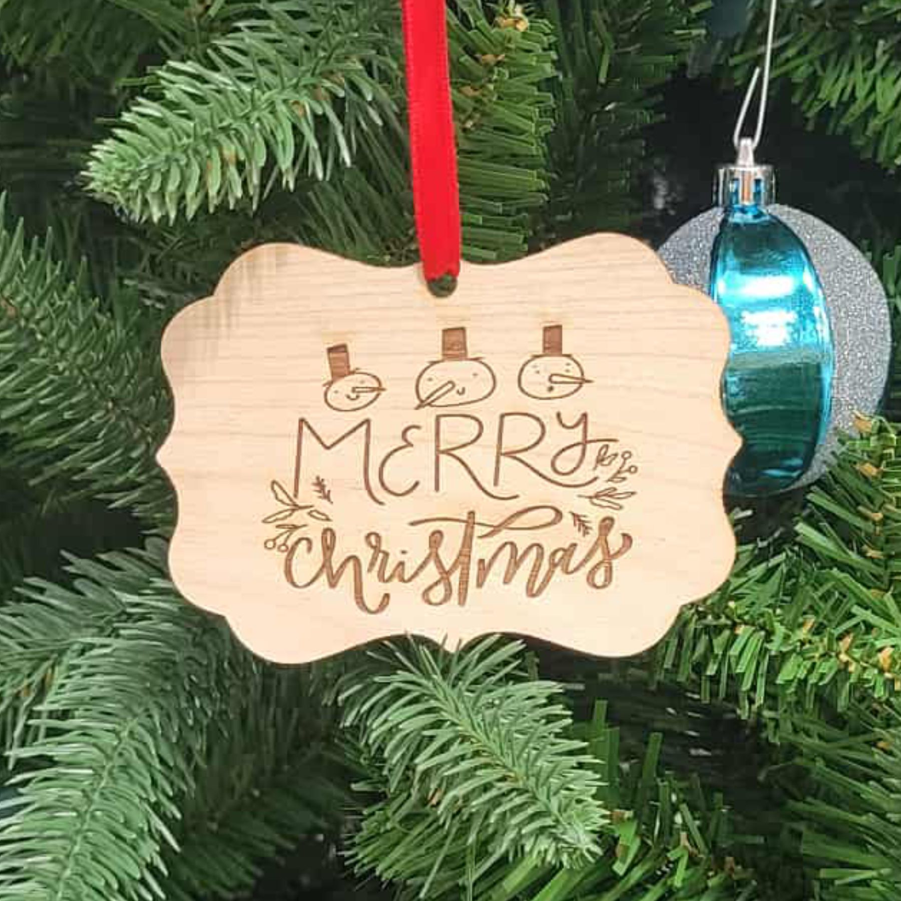 4" x 2-7/8" Decorative Ornament - Engraved Alderwood