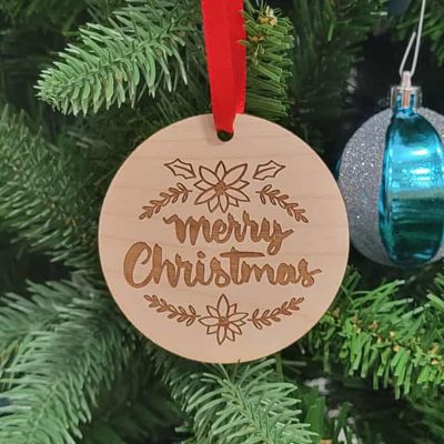 3" x 3" Circle Ornament - Engraved Alderwood