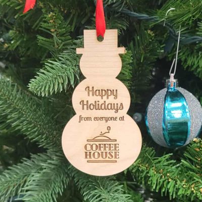 2-1/2" x 4-1/2" Snowman Ornament - Engraved Alderwood