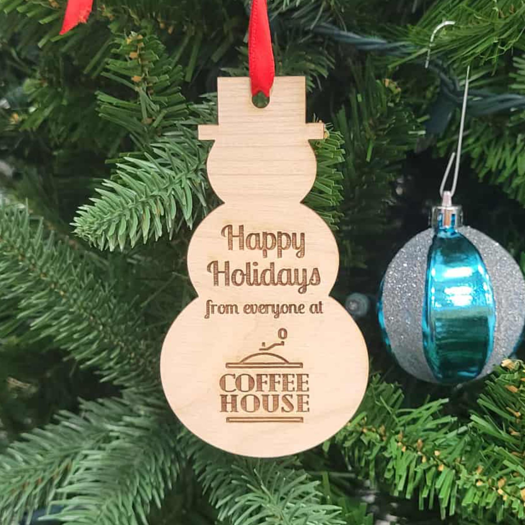 2-1/2" x 4-1/2" Snowman Ornament - Engraved Alderwood