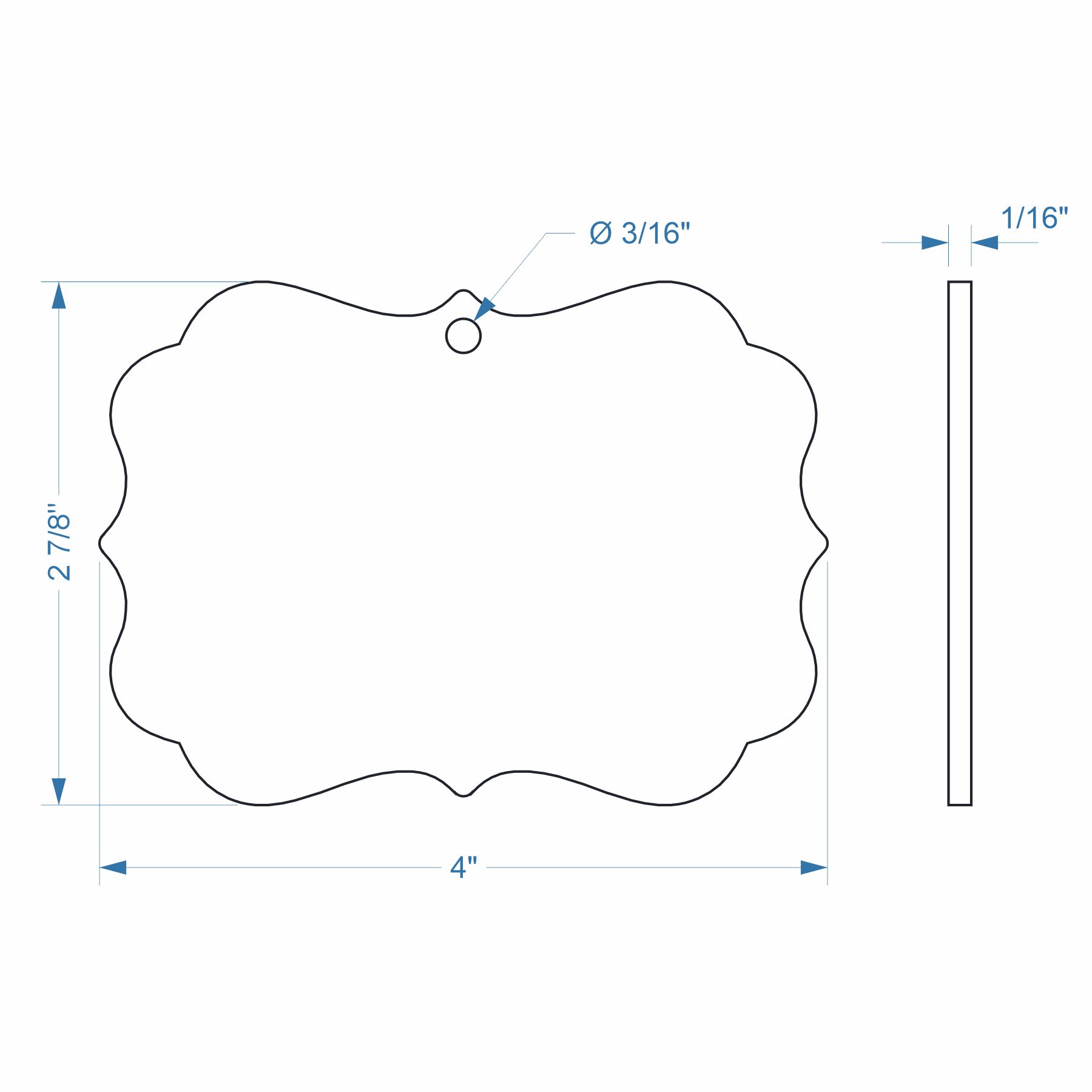 4" x 2-7/8" Decorative Ornament - Engraved Alderwood - Image 3