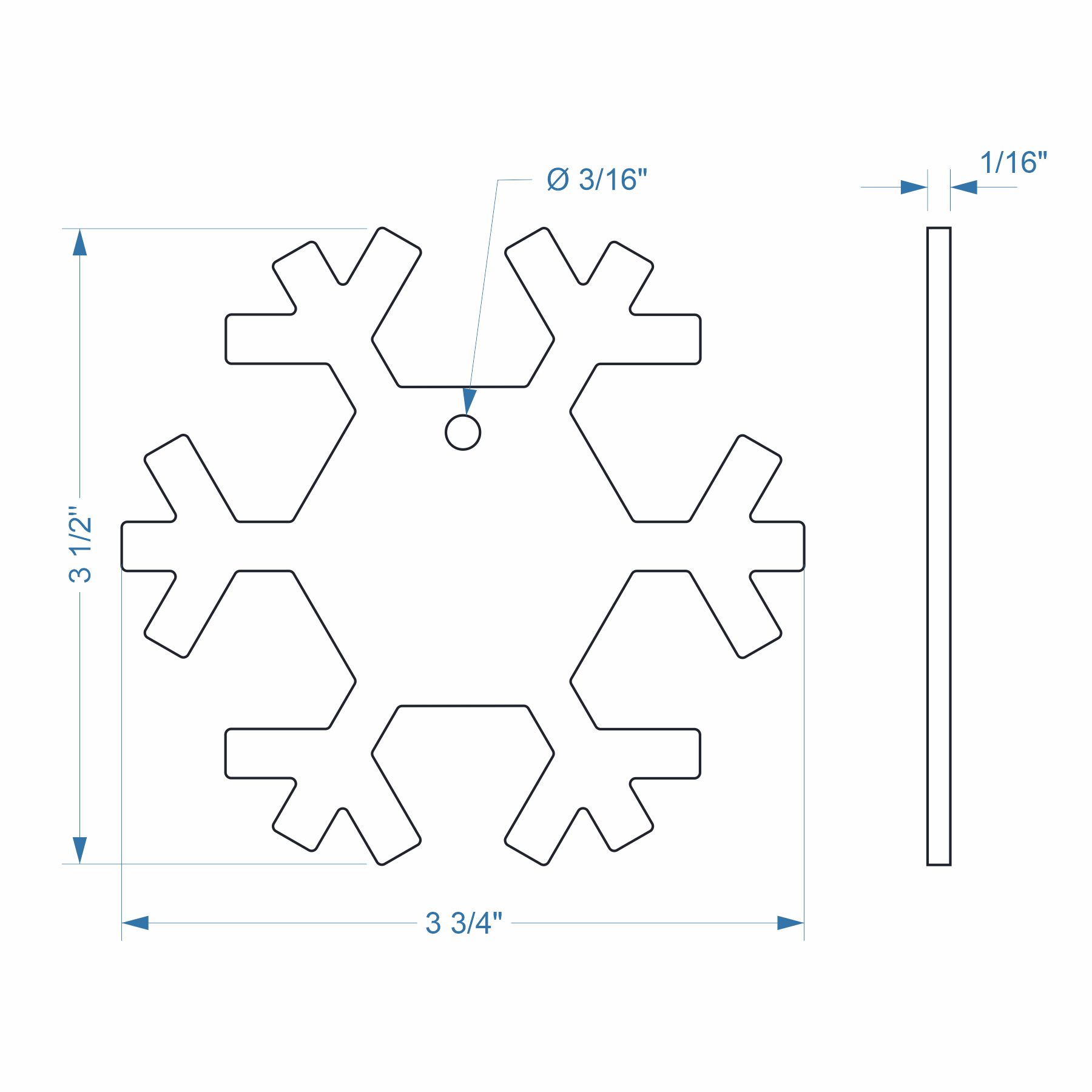 3-1/2" x 3-3/4" Snowflake Ornament - Engraved Alderwood - Image 3