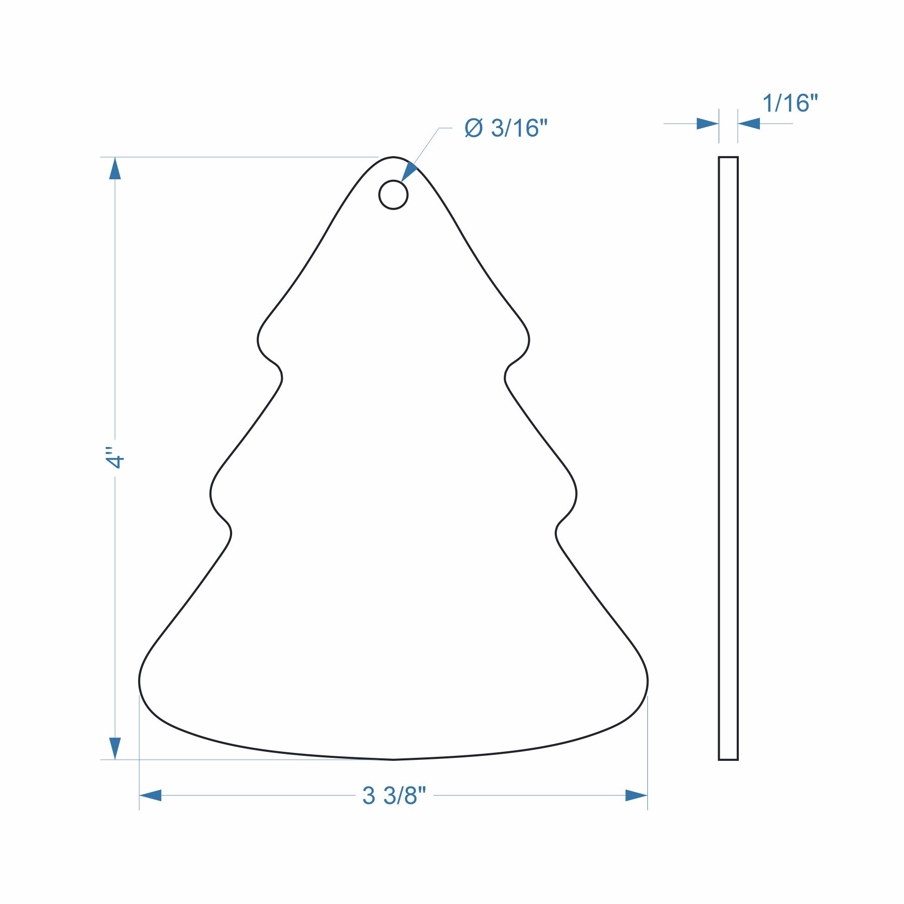 3-3/8" x 4" Tree Ornament - Engraved Alderwood - Image 3