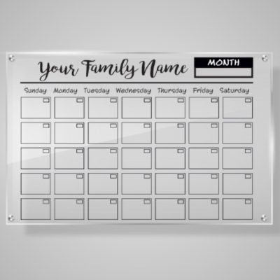 24" x 18" Family Name Acrylic Calendar Sign