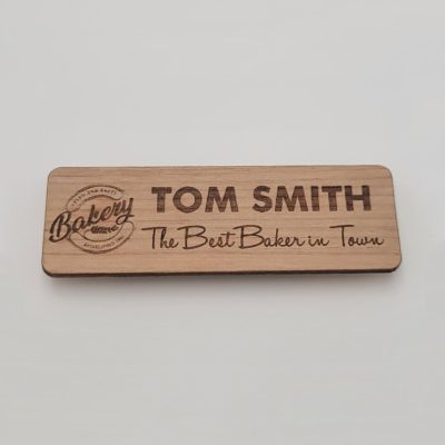 3" x 1" Engraved Alderwood Name Badges