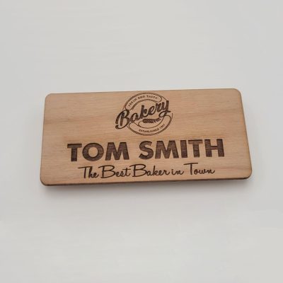 3" x 1.5" Engraved Alderwood Name Badges