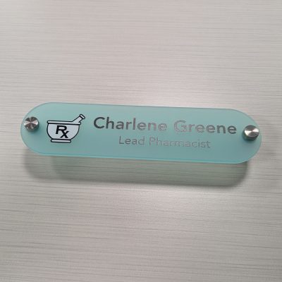 8" x 2" Acrylic Wall Mount Name Plates - Oblong Shape